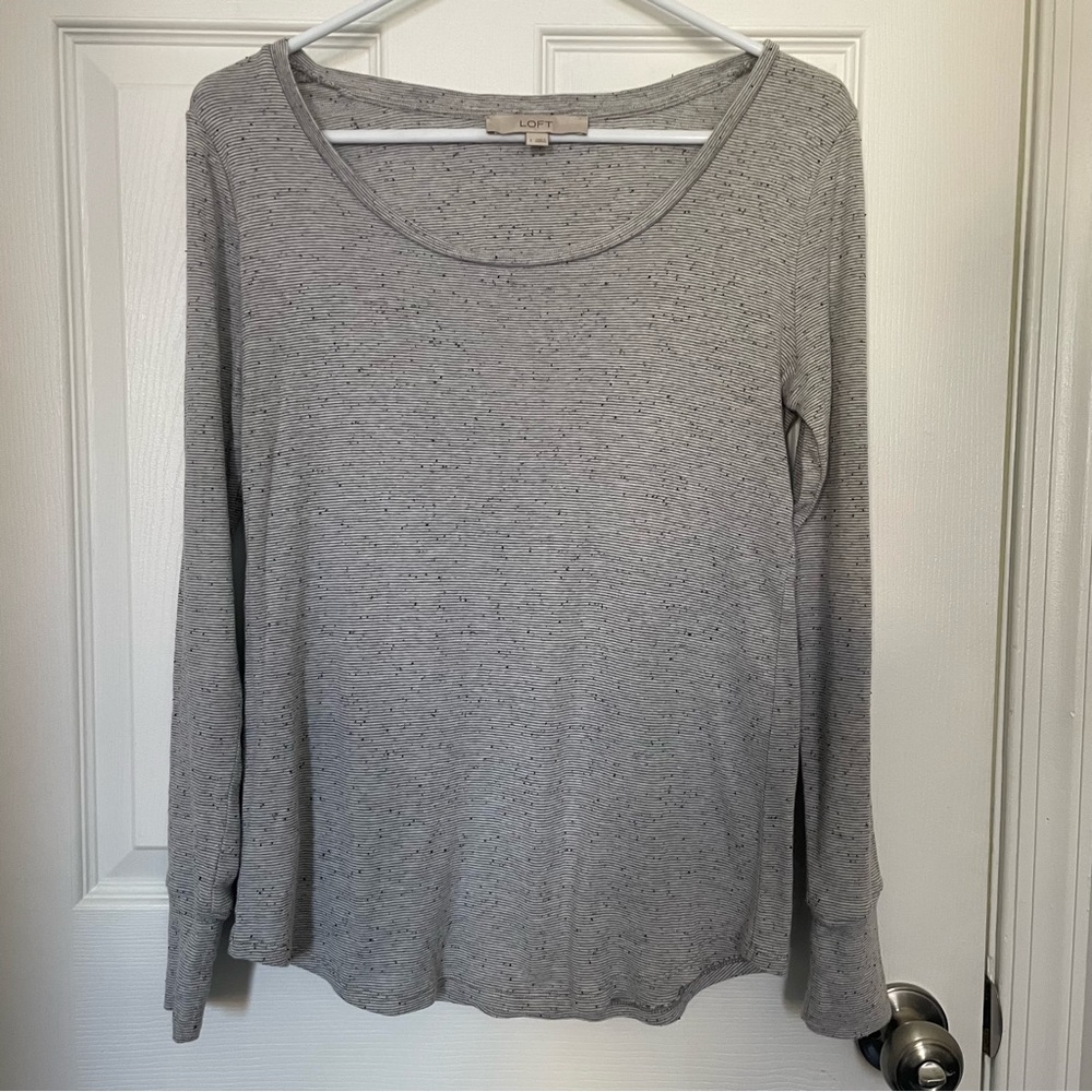 Loft Grey Scoop Neck Shirt